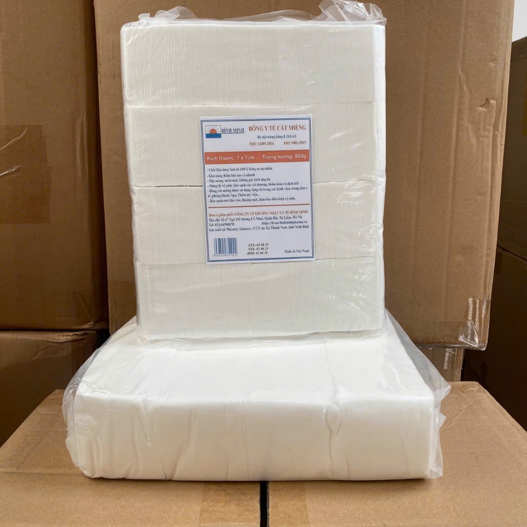 [GIÁ SỈ] Bông Gòn 500g Ép Miếng Cắt Sẵn 7x7 cm