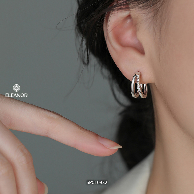 Bông tai nữ chuôi bạc 925 Eleanor Accessories hình tròn khuyên tai basic phụ kiện trang sức 10832