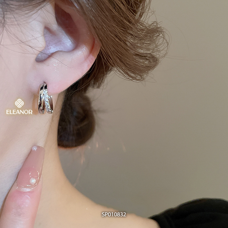 Bông tai nữ chuôi bạc 925 Eleanor Accessories hình tròn khuyên tai basic phụ kiện trang sức 10832