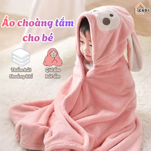 Khăn Tắm Choàng Cho Bé Ủ Lông Cotton Mềm Mịn GADI, Khăn Tắm Có Mũ Hình Thú Đáng Yêu, Dày Dặn,Thấm Hút Tốt, Đáng Yêu