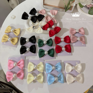 Set 2 kẹp nơ đính hạt trai dễ thương cho bé gái