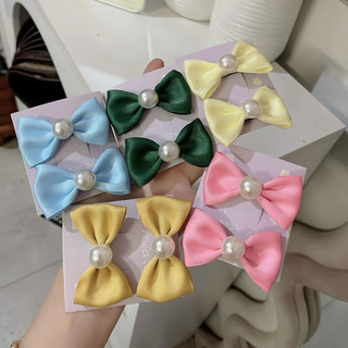 Set 2 kẹp nơ đính hạt trai dễ thương cho bé gái