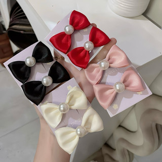 Set 2 kẹp nơ đính hạt trai dễ thương cho bé gái