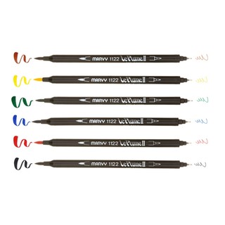 [chính hãng] Set bút pastel 6 cây MARVY - bút 2 đầu BRUSH + FINELINE