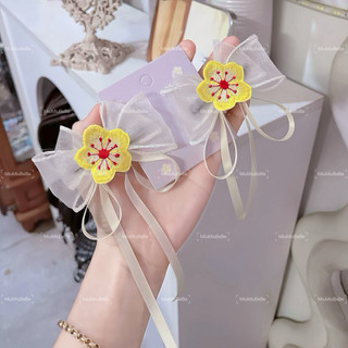 Set 2 kẹp nơ voan có đuôi gắn hoa, quạt,… cho bé thích hợp cho ngày lễ tết