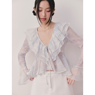 Áo babydoll OLV bèo cổ V mỏng mát cột nơ nữ tính Willow nhiều màu phù hợp đi chơi đi biển