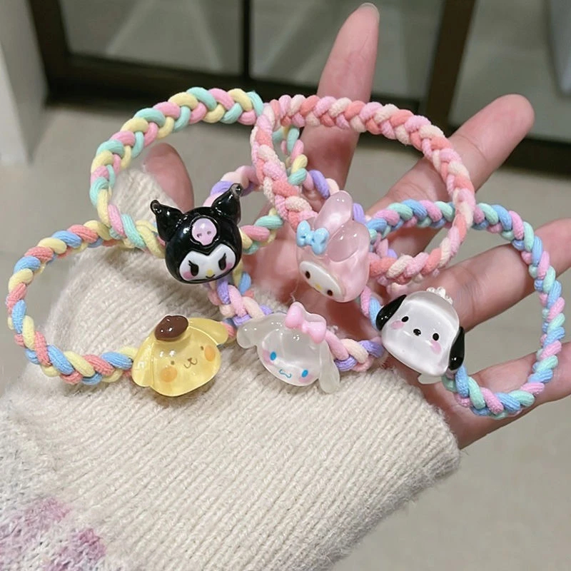 Set 2 Dây Cột Tóc Đính Charm Nhân Vật Hoạt Hình Sanrio Dễ Thương Xinh Xắn Phụ Kiện Tóc Cho Bé Empoli