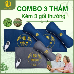 Combo 3 Thảm điện + gối thường ngải cứu Phúc An, giúp ngủ ngon giấc, quà tặng ý nghĩa