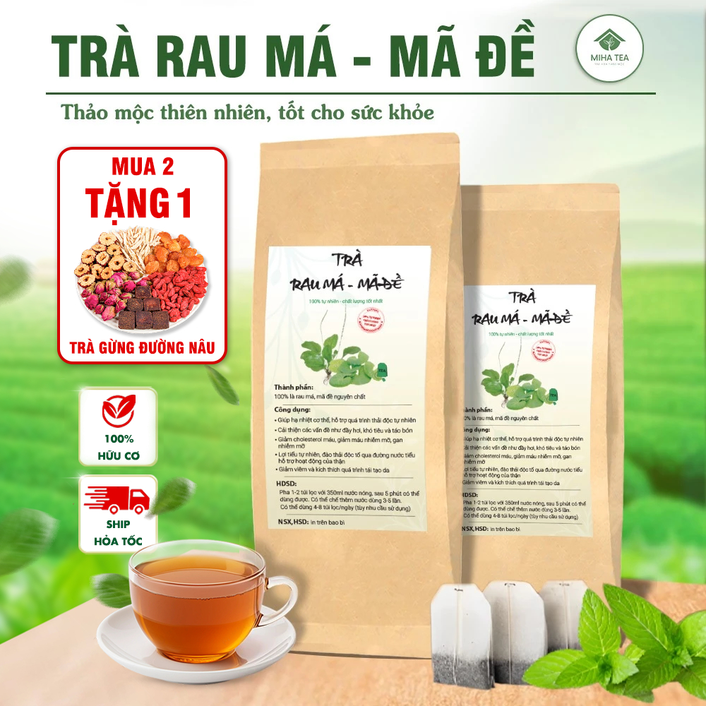 Trà rau má mã đề túi lọc, combo trà đậm vị thơm ngon, bịch 30 tép x 3g ...