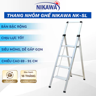 Thang nhôm ghế NIKAWA NK-4SL dạng chữ A 4 bậc gấp gọn đa năng, nhập khẩu Nhật Bản, bảo hành 18 tháng
