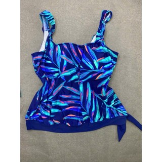 Áo bơi nữ tankini che bụng dáng suông, họa tiết lá nhiệt đới xanh – chất co giãn 4 chiều, nhanh khô