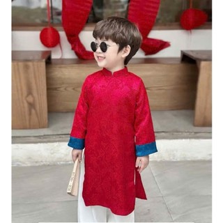 Sét Áo Dài Cách Tân Cho Bé Trai In Lân, Áo Dài Tết Chất Vải 2 Da Cao Cấp Mặc Tết Có size Đến 40kg DA10 - BEEKIDS