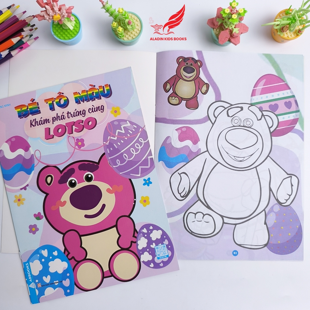 Sách- Bộ 4 Quyển Bé Tô Màu Chủ Đề Gấu Dâu Lotso – Sách Tô Màu Thiếu Nhi Cho Bé