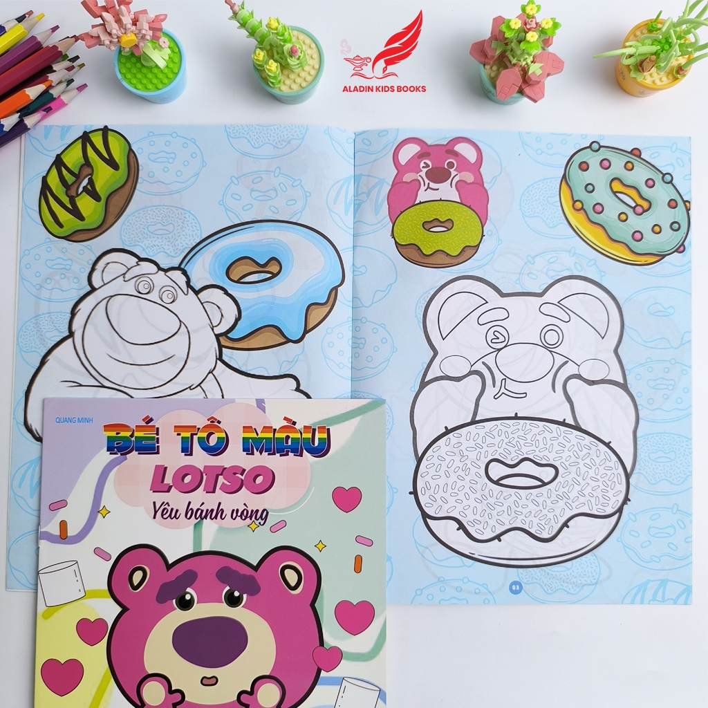 Sách- Bộ 4 Quyển Bé Tô Màu Chủ Đề Gấu Dâu Lotso – Sách Tô Màu Thiếu Nhi Cho Bé