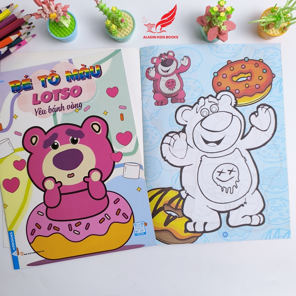 Sách- Bộ 4 Quyển Bé Tô Màu Chủ Đề Gấu Dâu Lotso – Sách Tô Màu Thiếu Nhi Cho Bé