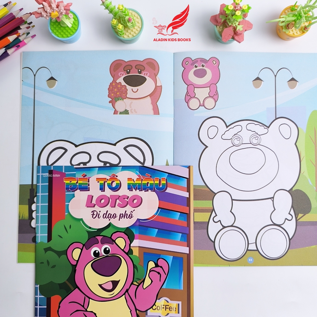 Sách- Bộ 4 Quyển Bé Tô Màu Chủ Đề Gấu Dâu Lotso – Sách Tô Màu Thiếu Nhi Cho Bé