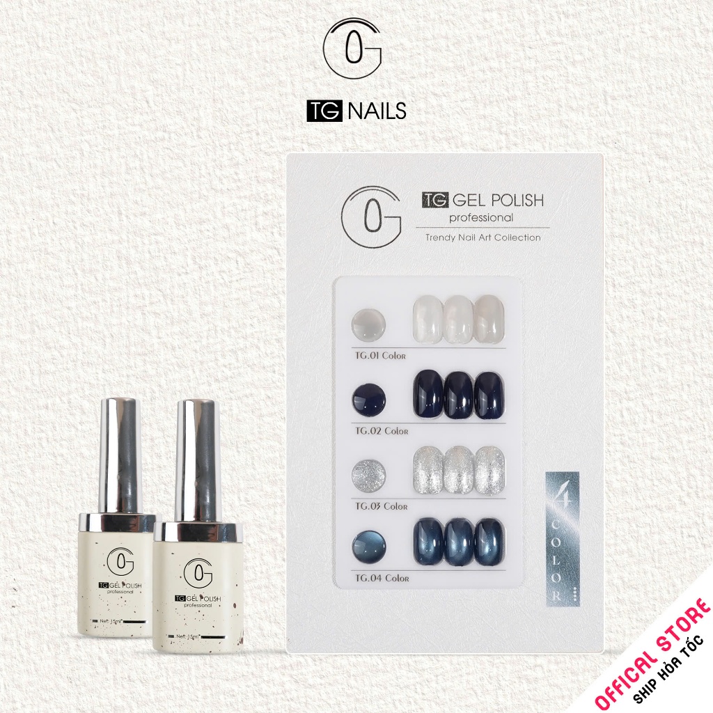 Set sơn gel 4 màu xanh dương TG sang chảnh, mê hoặc