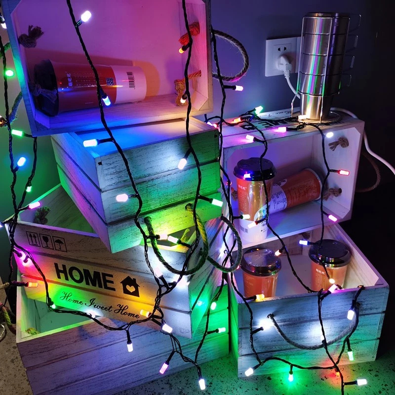Dây Đèn LED Chớp nháy 10m - 40 Bóng Kiểu Cáp Quang Có IC chỉnh chế độ chớp Có Phích cắm nối dài Chống nước