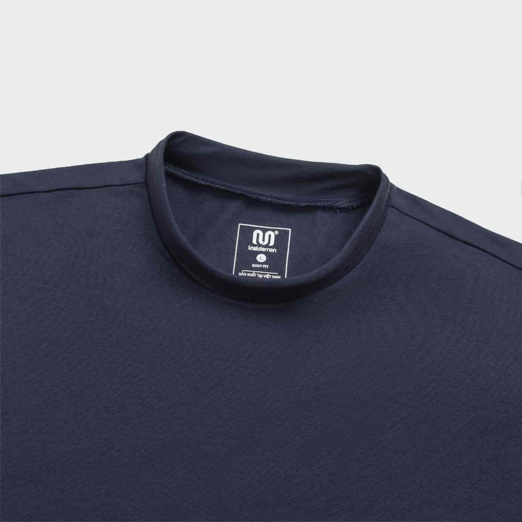 Áo Thun Giữ Nhiệt Nam Xanh Tím Than Insidemen Thoáng Khí Mềm Mịn Co Giãn Body Fit ILT026EDP01