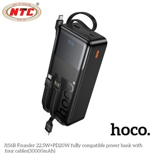 Pin dự phòng Hoco J156B 30000mAh TypeC PD 20W & USB-A QC 3.0 22.5W, Kèm 4 Cáp sạc in/out (Đen) - Phụ Kiện Nhất Tín