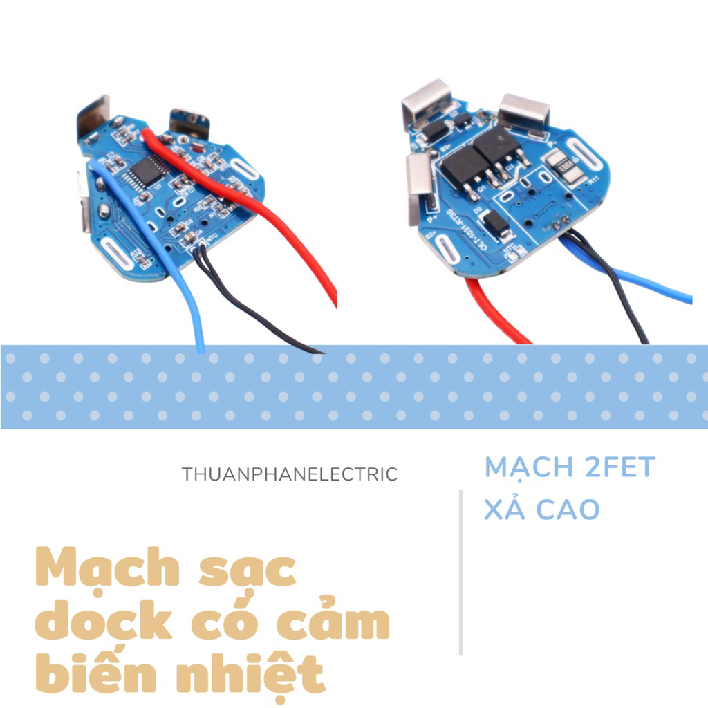 Combo đủ phụ kiện vỏ mạch đóng pin tam giác 3s 12.6V, mạch 2fet xả cao có cảm biến nhiệt ừ