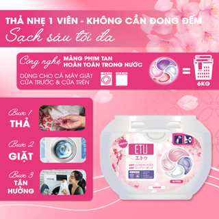 Viên Giặt Quần Áo ETU 4IN1 Hương Sakura Hoa Anh Đào 2 Hộp 72 Viên Thơm Sạch Dịu Nhẹ