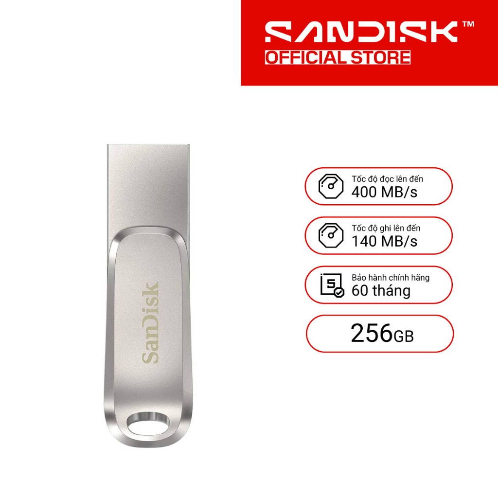 USB 3.2 Sandisk Ultra Dual Drive Luxe 32GB - 64GB - 128GB - 256GB 400MB ...