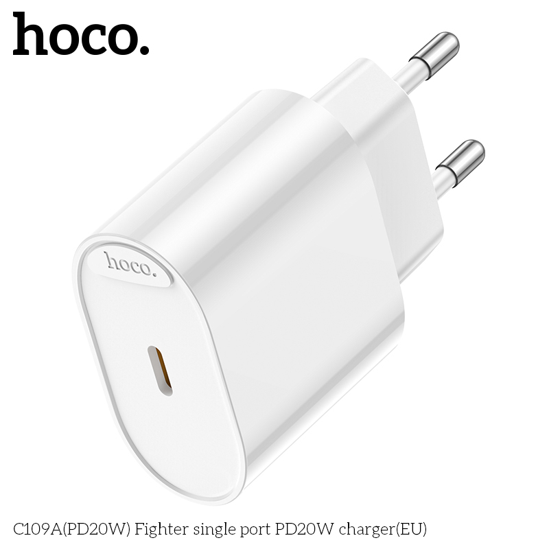 Củ Sạc Nhanh type C – HOCO C109A PD20W – Chân Tròn EU, Cổng Type-C, Sạc Nhanh – Bền Bỉ