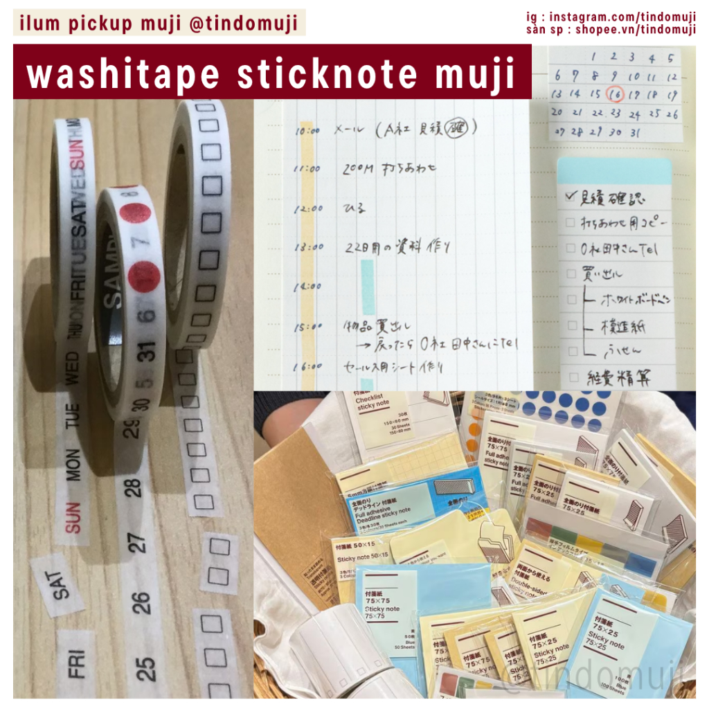 [pickup muji] washi tape muji | băng keo muji | sticky note muji | tập ...