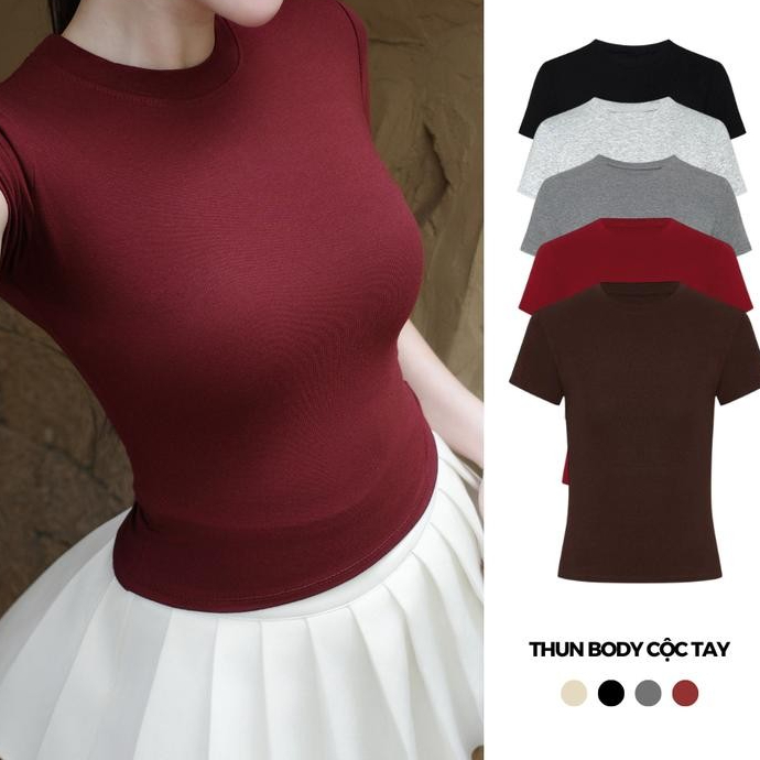 Áo thun ôm body cotton lông mịn co giãn B18