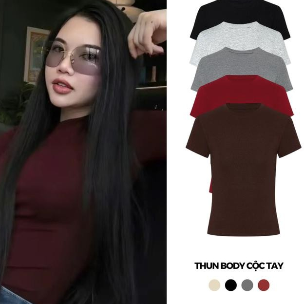 Áo thun ôm body cotton lông mịn co giãn B18