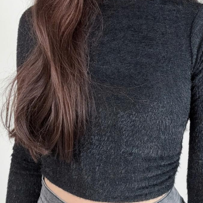 Áo Kiểu Croptop Cổ Tròn Lông Tay Dài, Áo Lông Ôm Body Có Độ Co Giãn Mềm Mịn_A417 Nữ Women Women