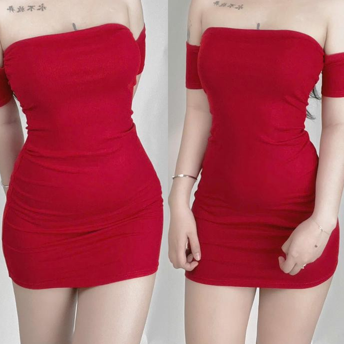 Đầm Body Ống Trễ Vai, Đầm Thun Ôm Tôn Dáng Ngắn Kiểu Rớt Tay Cho Nữ Gợi Cảm_D064 Women Dress