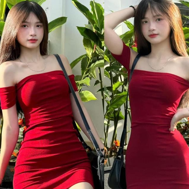 Đầm Body Ống Trễ Vai, Đầm Thun Ôm Tôn Dáng Ngắn Kiểu Rớt Tay Cho Nữ Gợi Cảm_D064 Women Dress