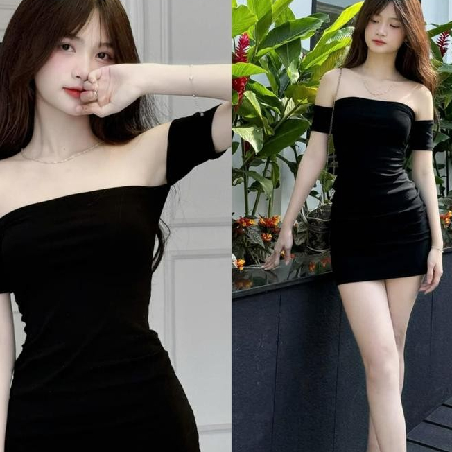Đầm Body Ống Trễ Vai, Đầm Thun Ôm Tôn Dáng Ngắn Kiểu Rớt Tay Cho Nữ Gợi Cảm_D064 Women Dress