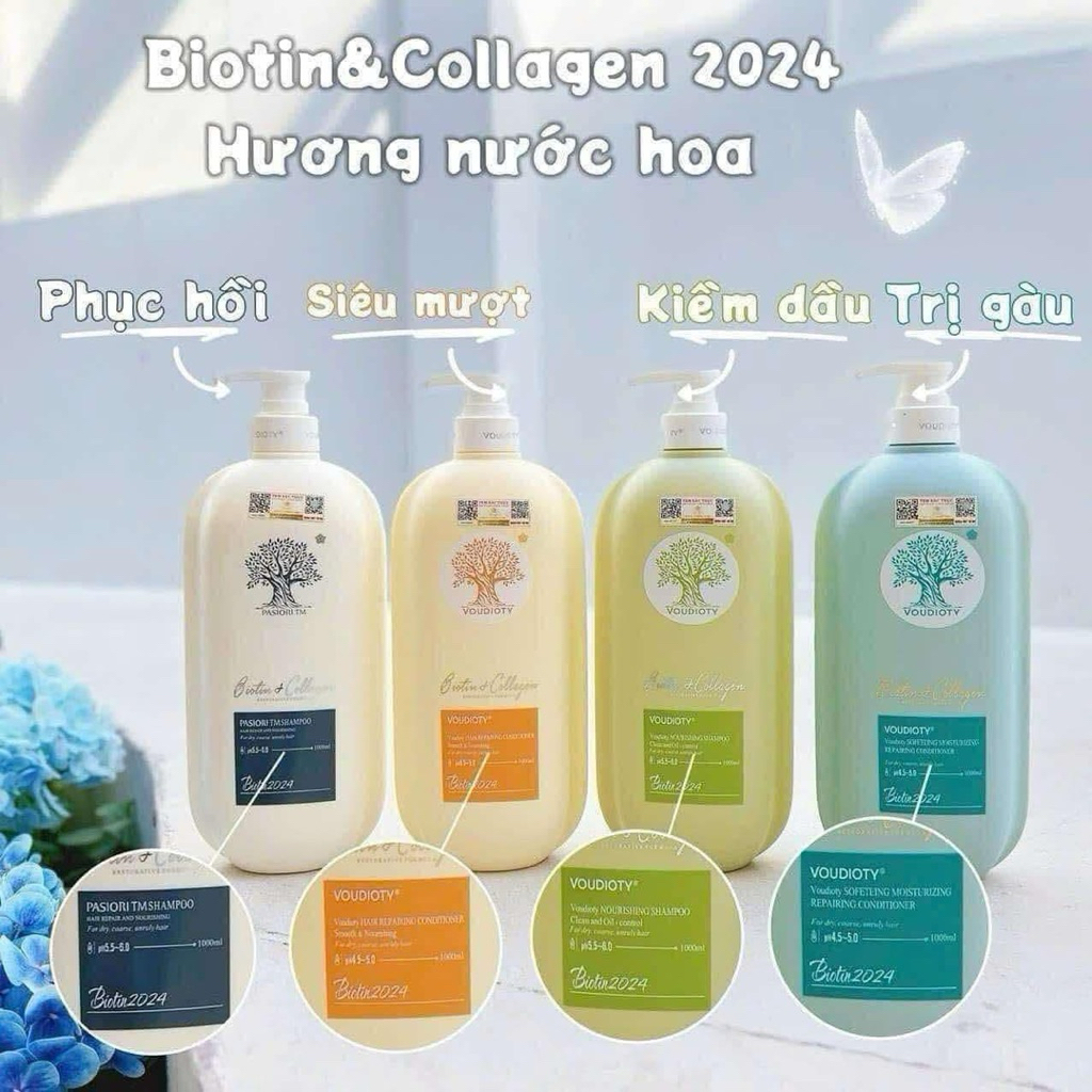DẦU GỘI XẢ BIOTIN & COLLAGEN X9 MÀU VÀNG SIÊU MỀM MƯỢT 1000ML