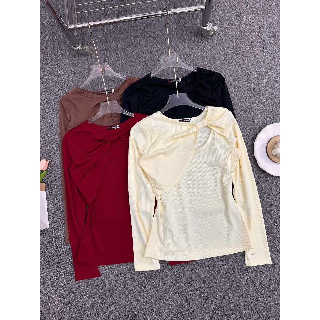 Áo Thun Nữ Tay Dài Chất Thun Tăm Mềm Mịn ESHOP Áo Kiểu Thiết Kế Đẹp Dễ Thương Bigsize 45-85kg MS530