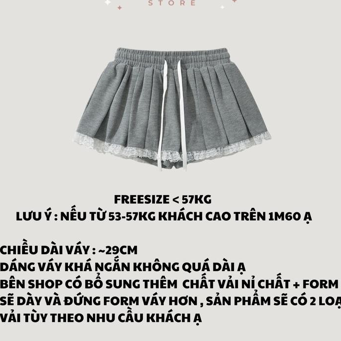 Chân Váy Xếp Ly Nữ Phối Ren Chất Thun Gân Năng Động Basic