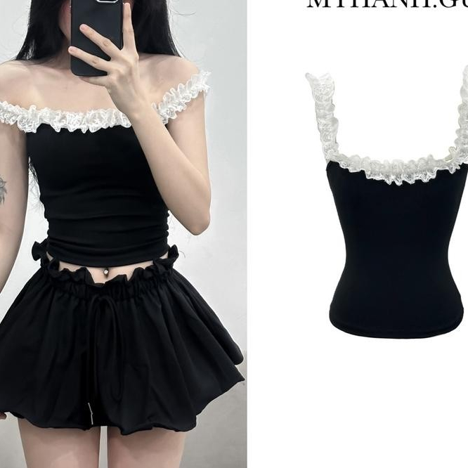 Áo 2 dây ren mặc được 2 kiểu siêu cưng (0A13)