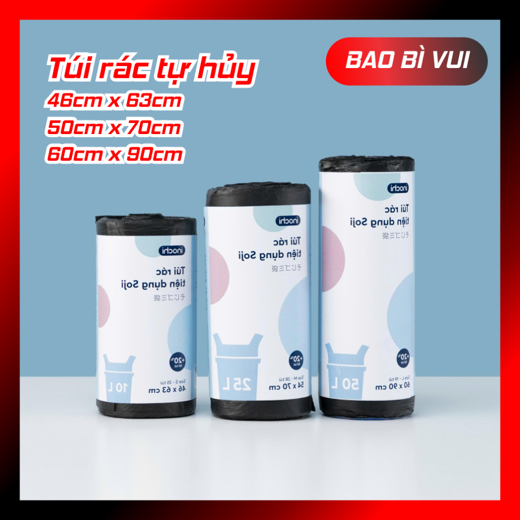 Túi rác tự hủy có quai cao cấp - BAO BÌ VUI