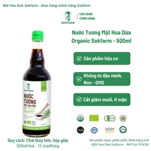 Nước tương mật hoa dừa sokfarm 500ml nước tương hữu cơ không từ đậu nành, coconut aminos sokfarm