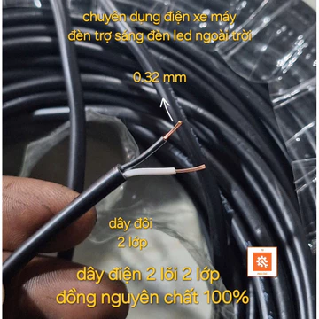 Sét 5 mét dây điện bọc tròn chống nước 0.32mm 2 lớp 2 lõi 3 lõi đồng nguyên chất 100% loại 1