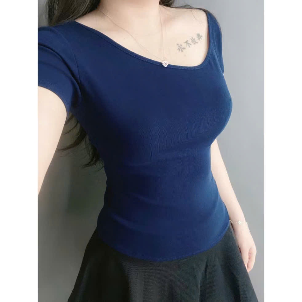 Áo kiểu tay ngắn phối Kate dây in chữ Women GUUU