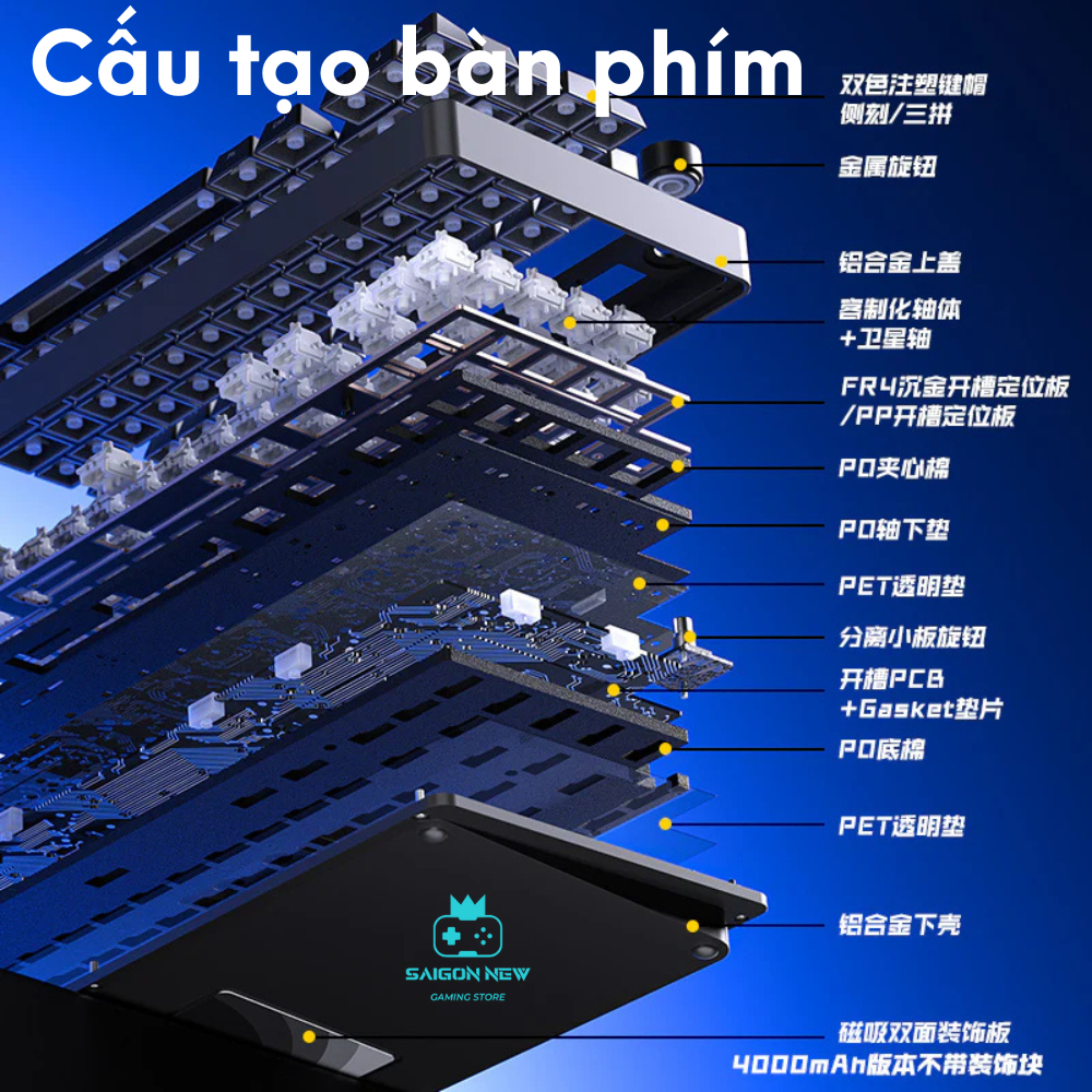 Bàn phím cơ không dây Leobog Hi8 SE - Case nhôm CNC - LED RGB mạch xuôi ...