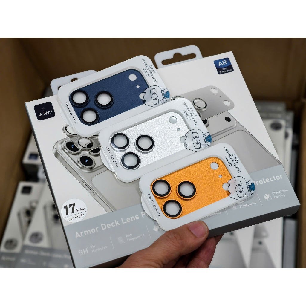 Bộ lens WiWU Armor Deck bảo vệ cụm camera cho IPhone 17Pro/Promax chống chói chống lóe camera