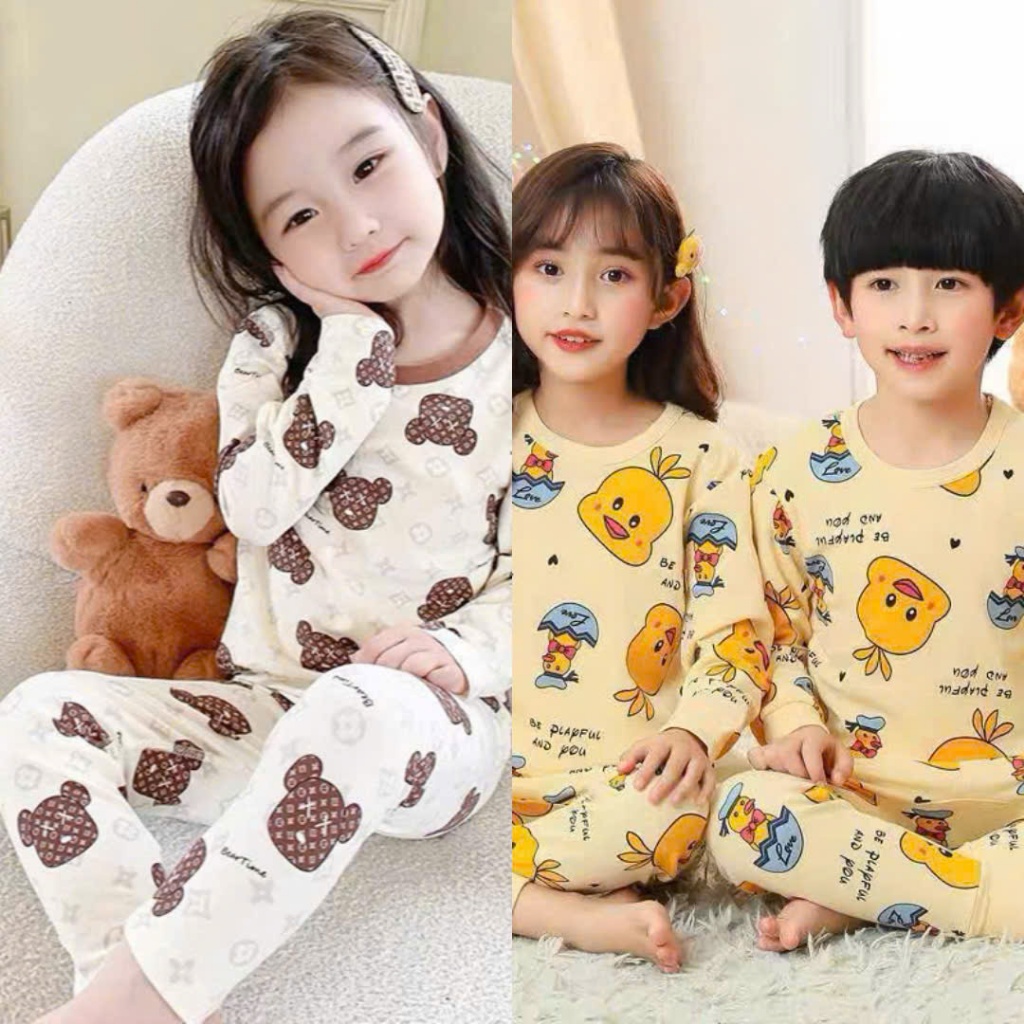 Bộ Thu Đông Họa Tiết Dễ Thương Dành Cho Bé Trai và Gái Từ 9-32kg Chất Liệu Cotton Mềm Mại Phù Hợp Cho Mọi Hoạt Động