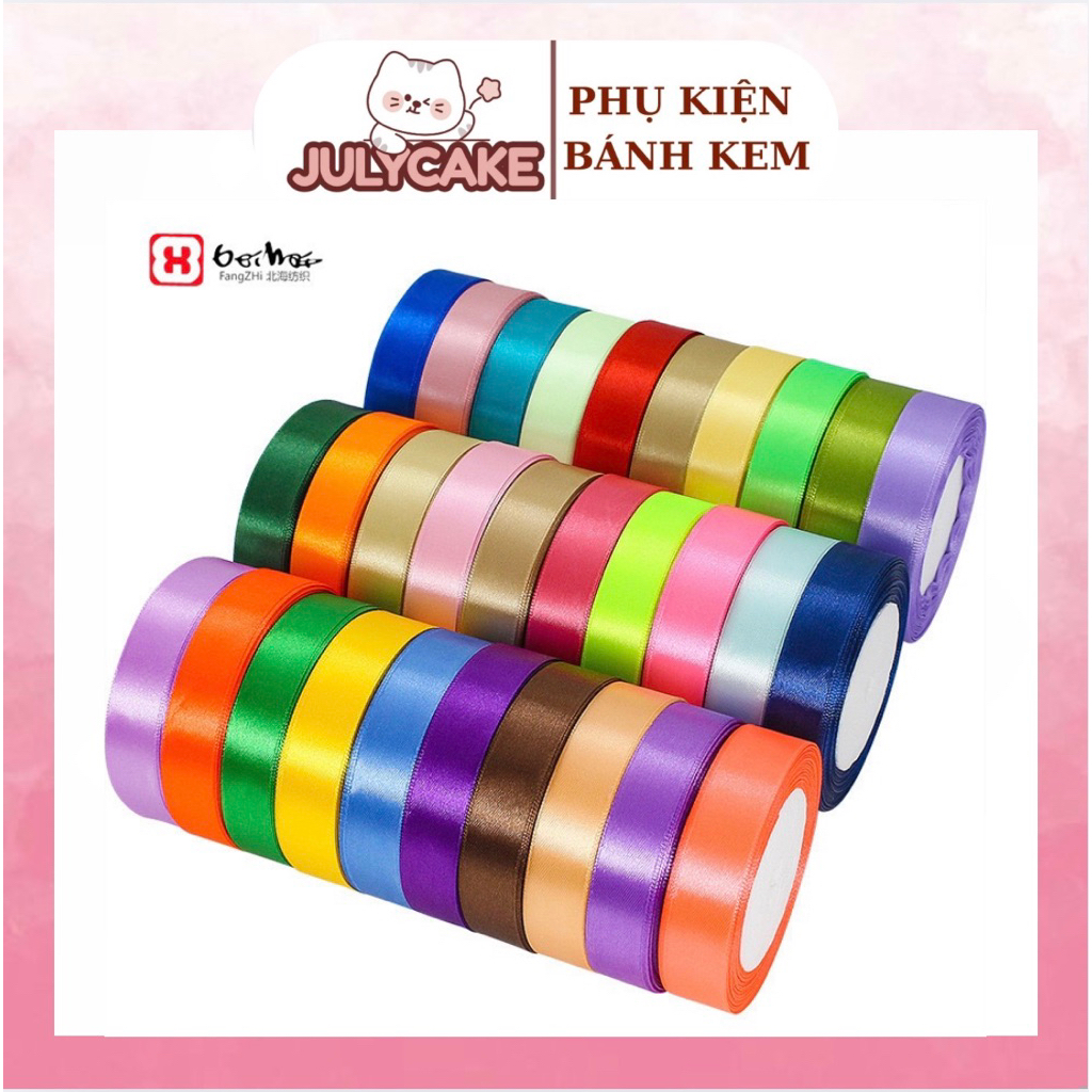 Ruy băng lụa trơn bản 2cm~25m trang trí bánh kem, bánh sinh nhật, Ruy ...