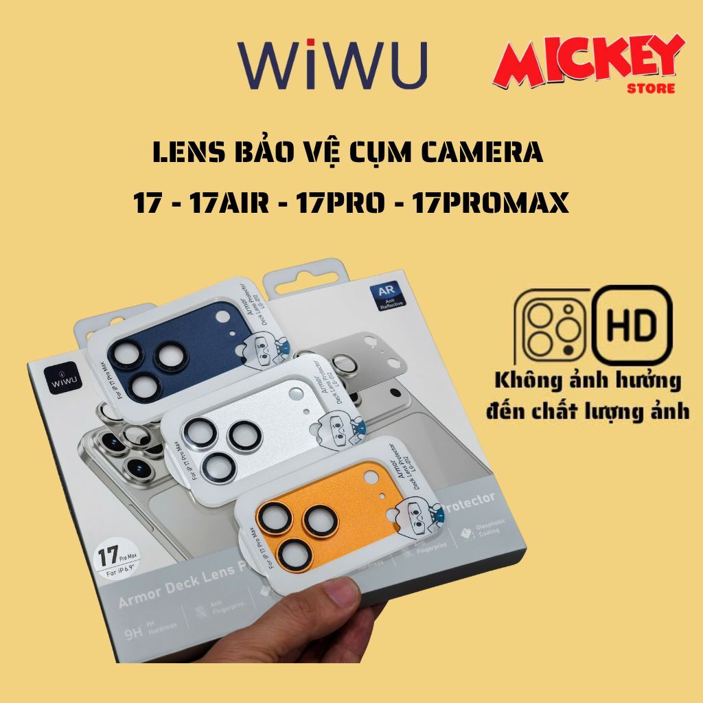 Bộ lens WiWU Armor Deck bảo vệ cụm camera cho IPhone 17Pro/Promax chống chói chống lóe camera