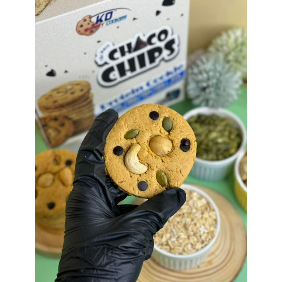 Bánh cookies protein, bánh quy ăn kiêng KD Shop vị yến mạch chocochip hộp 10 bánh