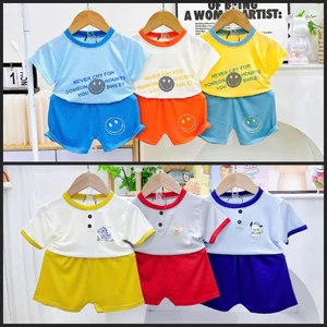Bộ Thun Lạnh Bé Trai, bé gái phối cúc size 6 - 16kg, vải mềm mát, co giãn, hút mồ hôi, mỏng mát